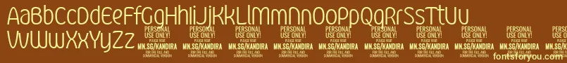 KandiraLigPersonalUse Font – Yellow Fonts on Brown Background