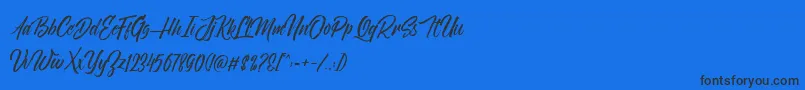 NovithaScriptDemo-Schriftart – Schwarze Schriften auf blauem Hintergrund