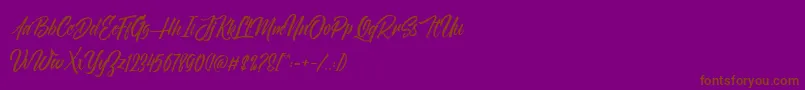 NovithaScriptDemo-Schriftart – Braune Schriften auf violettem Hintergrund