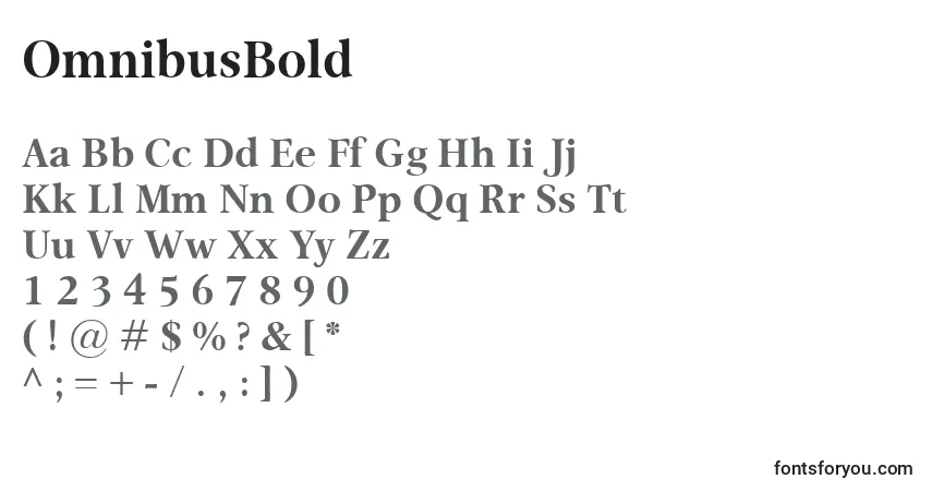 Czcionka OmnibusBold – alfabet, cyfry, specjalne znaki