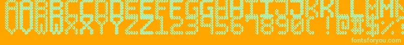 BubblePixel7Dark-Schriftart – Grüne Schriften auf orangefarbenem Hintergrund