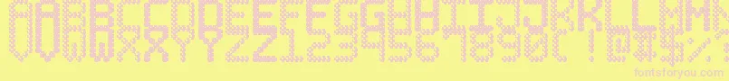 BubblePixel7Dark-fontti – vaaleanpunaiset fontit keltaisella taustalla
