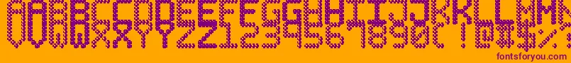 BubblePixel7Dark-fontti – violetit fontit oranssilla taustalla