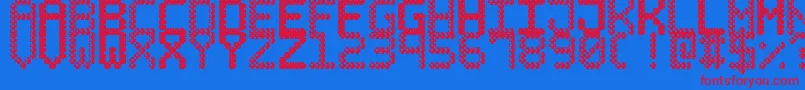 BubblePixel7Dark-Schriftart – Rote Schriften auf blauem Hintergrund