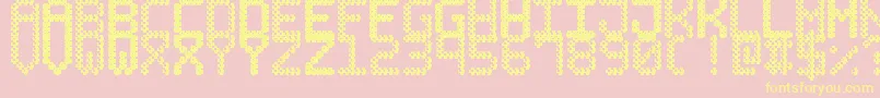 Fonte BubblePixel7Dark – fontes amarelas em um fundo rosa