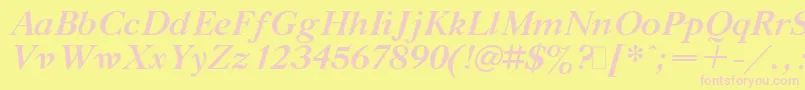 Gaztibit-fontti – vaaleanpunaiset fontit keltaisella taustalla