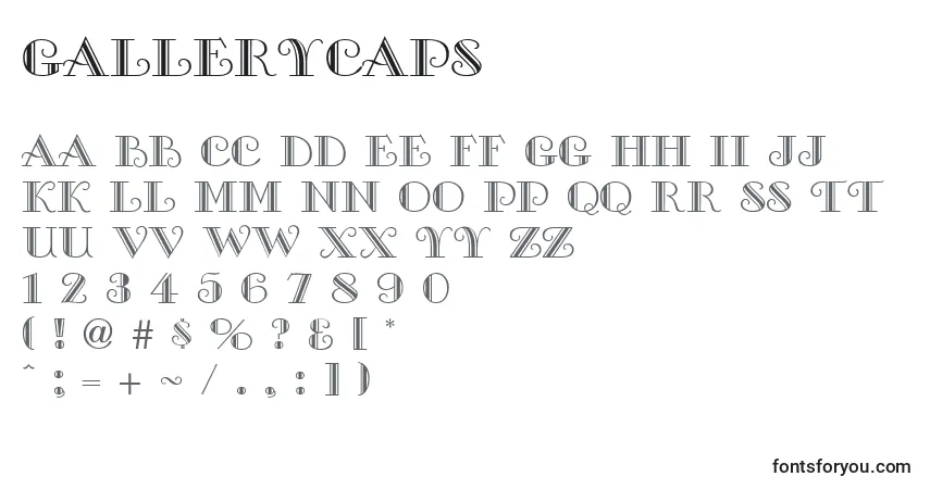 A fonte GalleryCaps – alfabeto, números, caracteres especiais