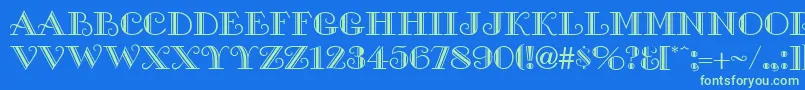 GalleryCaps Font – Green Fonts on Blue Background