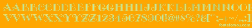 GalleryCaps Font – Green Fonts on Orange Background