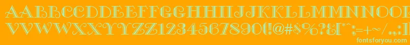 GalleryCaps-Schriftart – Grüne Schriften auf orangefarbenem Hintergrund