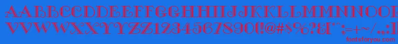 GalleryCaps Font – Red Fonts on Blue Background