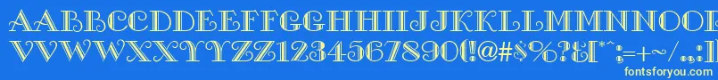 GalleryCaps Font – Yellow Fonts on Blue Background