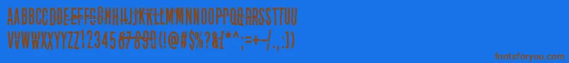 フォントDisturbo – 茶色の文字が青い背景にあります。