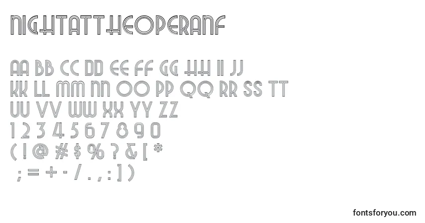 A fonte Nightattheoperanf – alfabeto, números, caracteres especiais