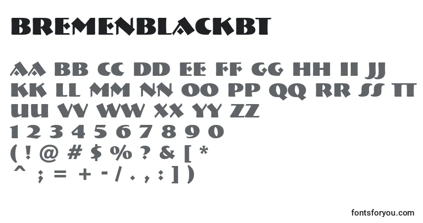 A fonte BremenBlackBt – alfabeto, números, caracteres especiais