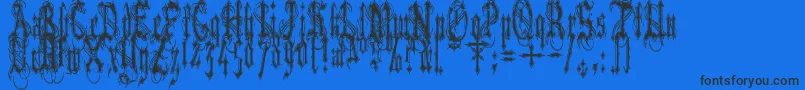 VladTepesIiVladsDad-fontti – mustat fontit sinisellä taustalla