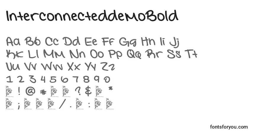Шрифт InterconnecteddemoBold – алфавит, цифры, специальные символы
