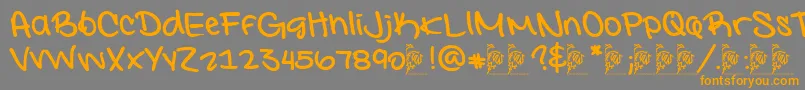 フォントInterconnecteddemoBold – オレンジの文字は灰色の背景にあります。