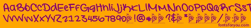 InterconnecteddemoBold-fontti – violetit fontit oranssilla taustalla
