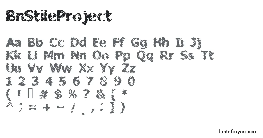 Schriftart BnStileProject – Alphabet, Zahlen, spezielle Symbole