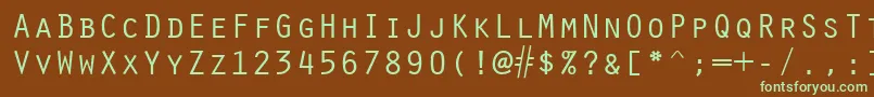 フォントOracle – 緑色の文字が茶色の背景にあります。