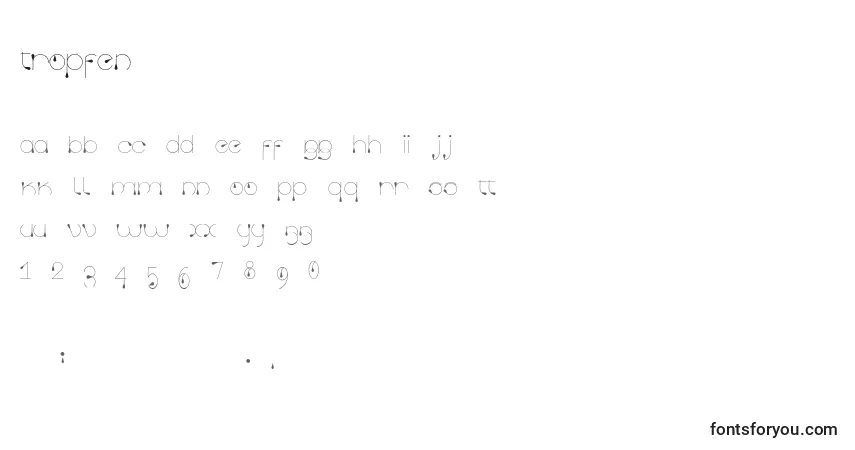 Шрифт Tropfen – алфавит, цифры, специальные символы