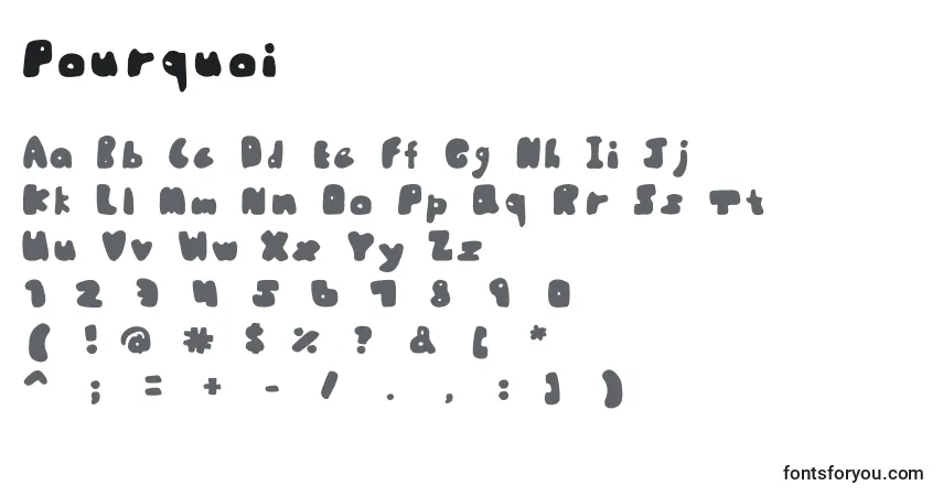 A fonte Pourquoi – alfabeto, números, caracteres especiais