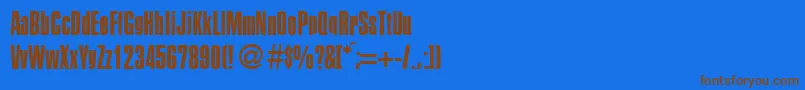 フォントPersistentRegularDb – 茶色の文字が青い背景にあります。