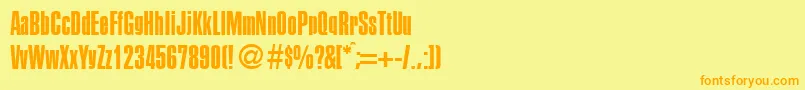 フォントPersistentRegularDb – オレンジの文字が黄色の背景にあります。