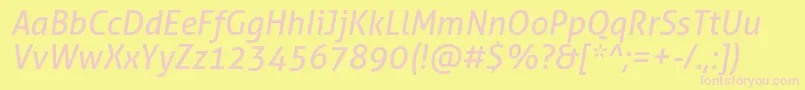 AllerItalic-fontti – vaaleanpunaiset fontit keltaisella taustalla
