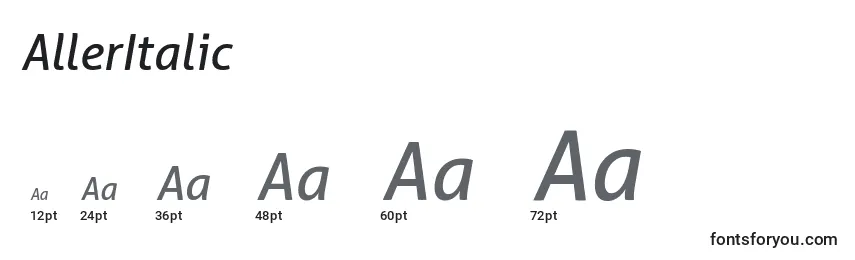 Größen der Schriftart AllerItalic