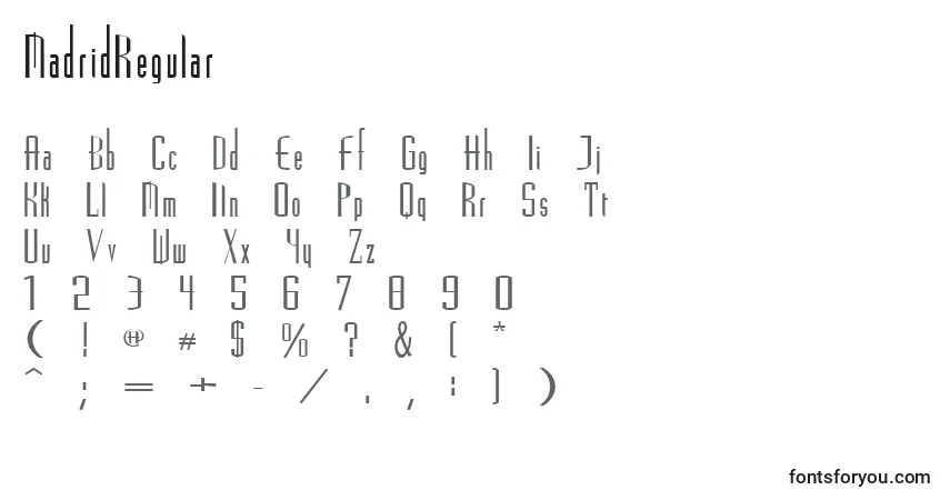 Шрифт MadridRegular – алфавит, цифры, специальные символы