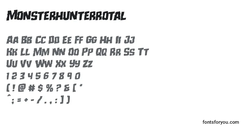 Schriftart Monsterhunterrotal – Alphabet, Zahlen, spezielle Symbole