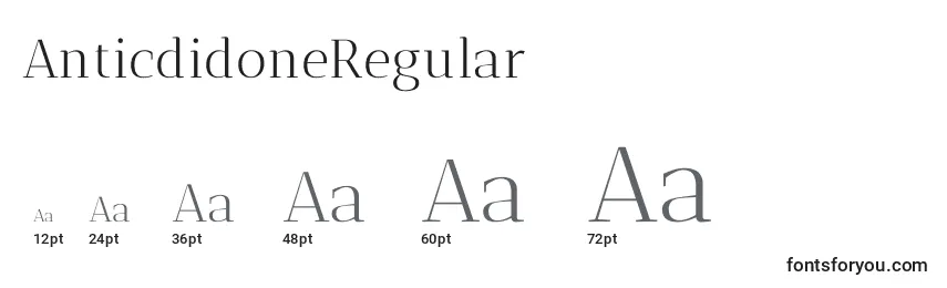 Размеры шрифта AnticdidoneRegular