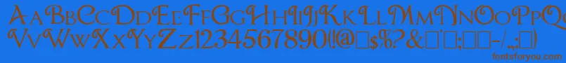 フォントCBox – 茶色の文字が青い背景にあります。