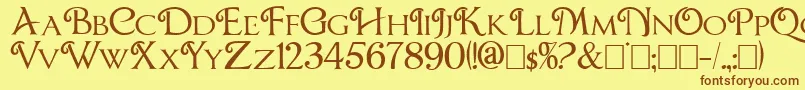 フォントCBox – 茶色の文字が黄色の背景にあります。