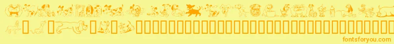 フォントDoggon – オレンジの文字が黄色の背景にあります。