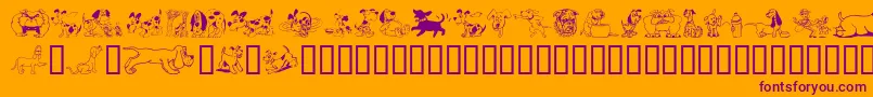 Doggon-Schriftart – Violette Schriften auf orangefarbenem Hintergrund