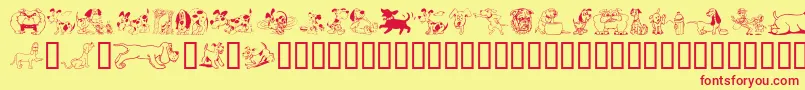 Doggon-fontti – punaiset fontit keltaisella taustalla