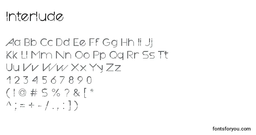 Schriftart Interlude – Alphabet, Zahlen, spezielle Symbole
