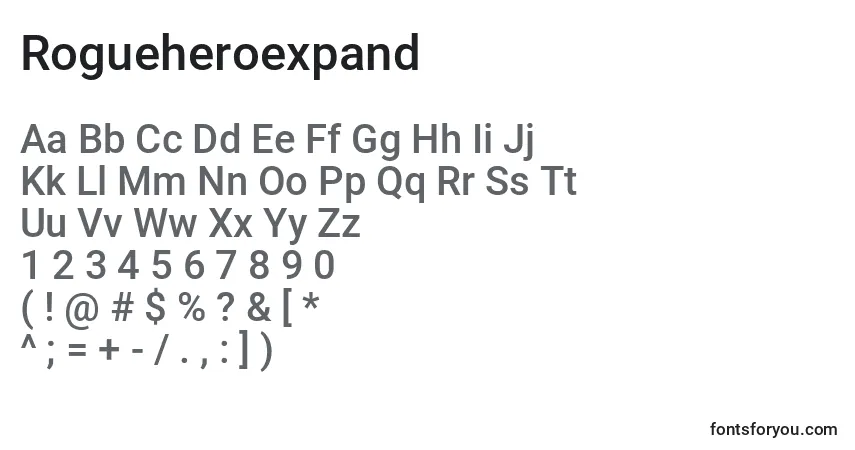 Czcionka Rogueheroexpand – alfabet, cyfry, specjalne znaki