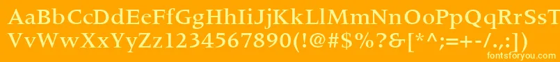 CoherentMediumSsiMedium-Schriftart – Gelbe Schriften auf orangefarbenem Hintergrund