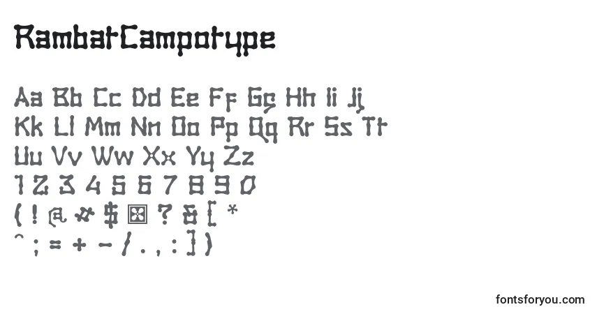 A fonte RambatCampotype – alfabeto, números, caracteres especiais
