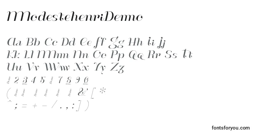 Fuente ModestehenriDemo - alfabeto, números, caracteres especiales