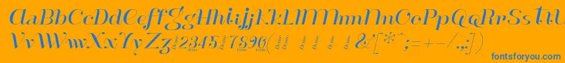 Weitere Informationen zur ModestehenriDemo-Schriftart ModestehenriDemo-Schriftart – Blaue Schriften auf orangefarbenem Hintergrund