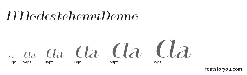 Размеры шрифта ModestehenriDemo