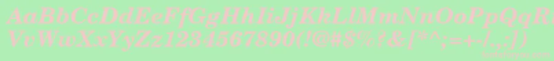 NewCenturySchoolbookПолужирныйКурсивフォントについての詳細 フォントNewCenturySchoolbookПолужирныйКурсив – 緑の背景にピンクのフォント