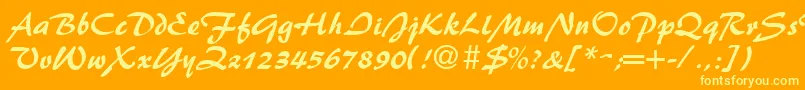 BrushflashRegular Font – Yellow Fonts on Orange Background
