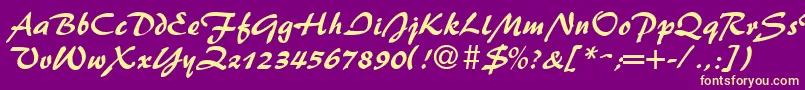 BrushflashRegular Font – Yellow Fonts on Purple Background