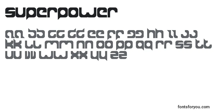Шрифт Superpower – алфавит, цифры, специальные символы